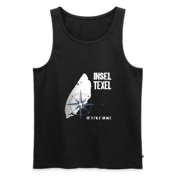 Texel Nordsee Insel Koordinaten Karte Urlaub - Männer Premium Bio Tank Top - Schwarz - Vorne - AI Model Male 178 light (178cm)