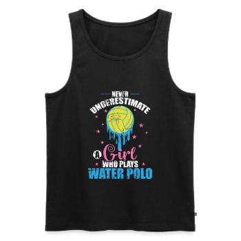 Never underestimate a Girl who play Water Polo - Men's Premium Organic Tank Top - black - Front - Michal (187cm)