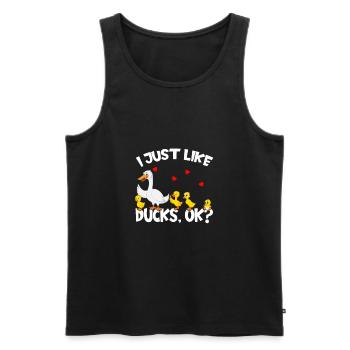 Duck I just like ducks Ok - Men's Premium Organic Tank Top - black - Front - AI Model Male 178 light (178cm)