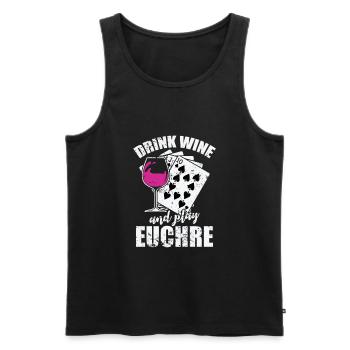 Buvez du vin et jouez au jeu de cartes Euchre - Débardeur bio Premium Homme - noir - Devant - Michal (187cm)