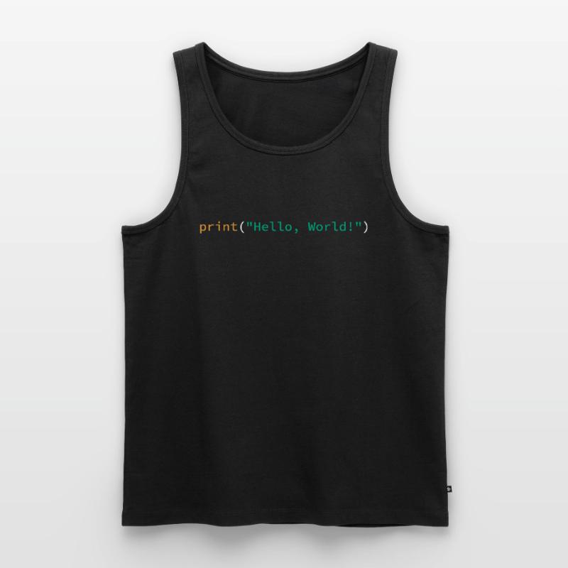 Hello World Python Programmiershirt Männer Premium Bio Tank Top