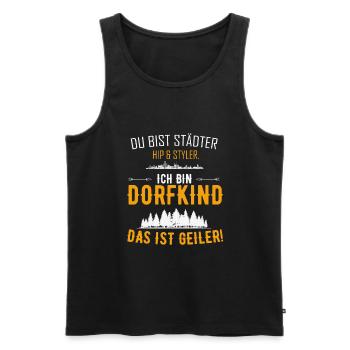 Ich bin Dorfkind das ist geiler - Männer Premium Bio Tank Top - Schwarz - Vorne - Michal (187cm)