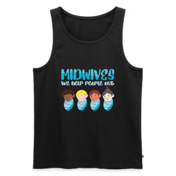 Midwives We Help People Out Obstetric OB Nurse - Men's Premium Organic Tank Top - black - Front - AI Model Male 178 light (178cm)