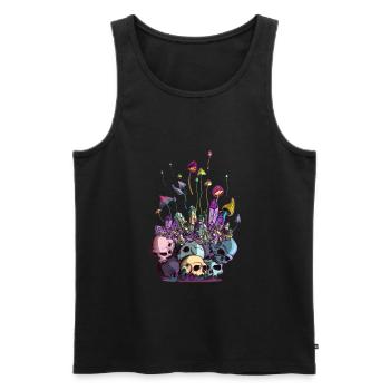 Magic Mushrooms Chrystal Skull Gems Fantasy - Men's Premium Organic Tank Top - black - Front - AI Model Male 178 light (178cm)