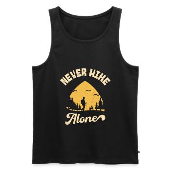 Never Hike Alone Berge Hund Wandern Wanderer - Männer Premium Bio Tank Top - Schwarz - Vorne - Michal (187cm)