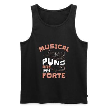 Musique Forte Jeu de mots musical Musiciens - Débardeur bio Premium Homme - noir - Devant - AI Model Male 178 light (178cm)