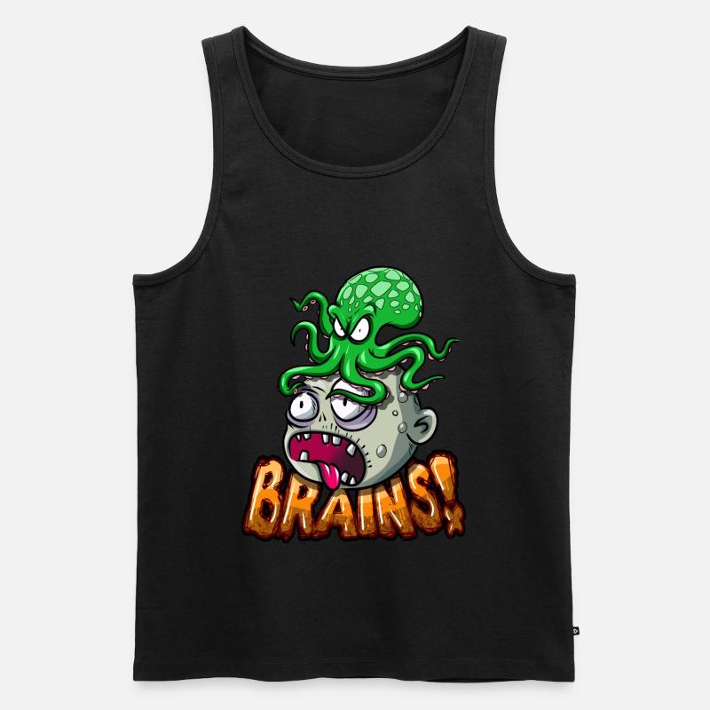 Brain Eating Octopus - Männer Premium Bio Tank Top - Schwarz