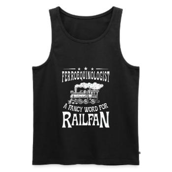 Ferroequinologist Train Railfan Locomotive Hobby - Men's Premium Organic Tank Top - black - Front - AI Model Male 178 light (178cm)