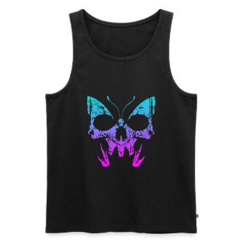 Squelette d’os du crâne de papillon gothique - Débardeur bio Premium Homme - noir - Devant - Michal (187cm)