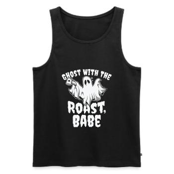 Halloween Ghost Line Art Coffee Lover Drawing - Men's Premium Organic Tank Top - black - Front - AI Model Male 178 light (178cm)
