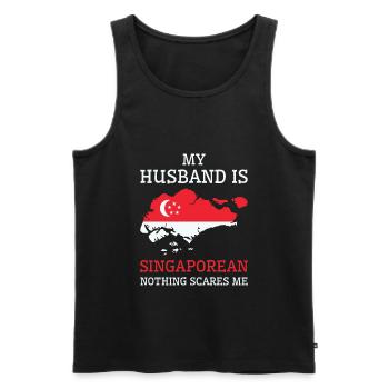 Nothing Scares Me Singaporean Husband Singapore - Men's Premium Organic Tank Top - black - Front - Michal (187cm)