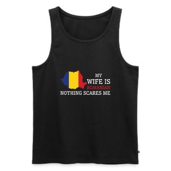 Nothing Scares Me Romanian Wife Romania - Men's Premium Organic Tank Top - black - Front - AI Model Male 178 light (178cm)
