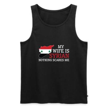 Nothing Scares Me Syrian Wife Syria - Men's Premium Organic Tank Top - black - Front - AI Model Male 178 light (178cm)