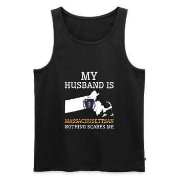Nichts macht mir Angst Massachusettsan Husband - Männer Premium Bio Tank Top - Schwarz - Vorne - Michal (187cm)