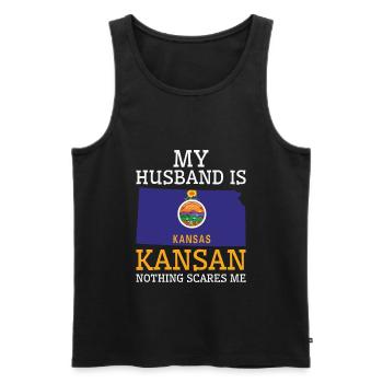 Rien ne me fait peur Kansan mari Kansas - Débardeur bio Premium Homme - noir - Devant - Michal (187cm)
