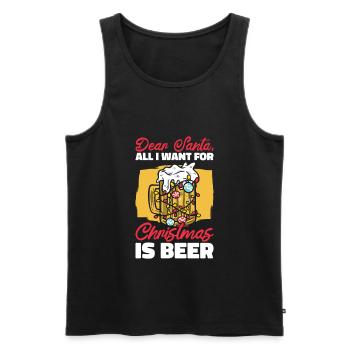 Dear Santa Christmas Beer Drinking Beer Lover - Men's Premium Organic Tank Top - black - Front - AI Model Male 178 light (178cm)