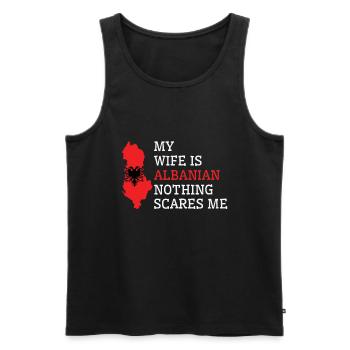 Nothing Scares Me Albanian Wife Albania - Men's Premium Organic Tank Top - black - Front - Michal (187cm)