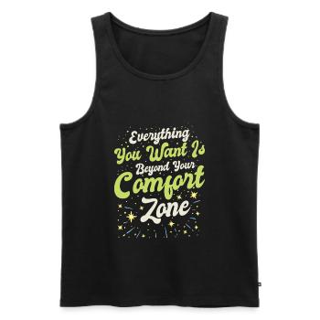 Bedeutungsvolles Wissen Motivator Komfortzone - Männer Premium Bio Tank Top - Schwarz - Vorne - AI Model Male 178 light (178cm)