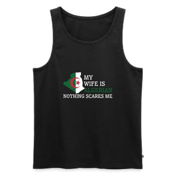 Nothing Scares Me Algerian Wife Algeria - Men's Premium Organic Tank Top - black - Front - AI Model Male 178 light (178cm)