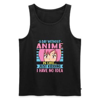 Anime Girl Manga Eyes Ein Tag ohne Anime - Männer Premium Bio Tank Top - Schwarz - Vorne - AI Model Male 178 light (178cm)