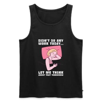 Prokrastinator Arbeit Schlafen Line Art Zeichnung - Männer Premium Bio Tank Top - Schwarz - Vorne - AI Model Male 178 light (178cm)