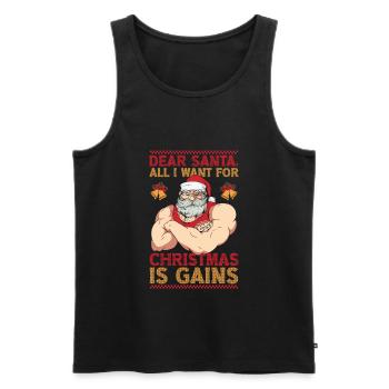 Dear Santa Christmas Gym Training Holiday Workout - Men's Premium Organic Tank Top - black - Front - AI Model Male 178 light (178cm)