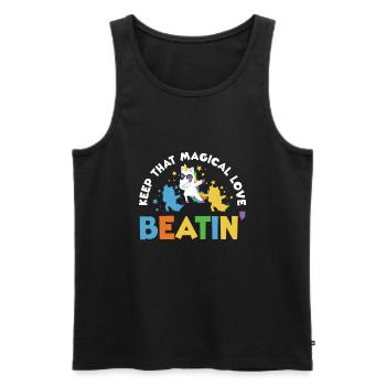Regenbogentier singend spielend Einhorn Liebhaber - Männer Premium Bio Tank Top - Schwarz - Vorne - Michal (187cm)