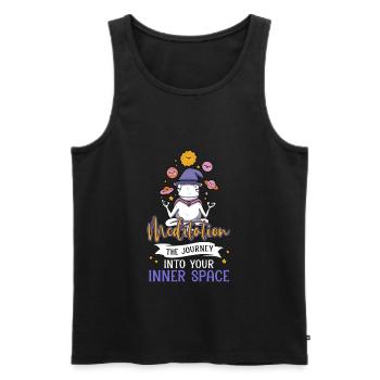 Weltraumpilz meditiert Sonnensystem Wissenschaft - Männer Premium Bio Tank Top - Schwarz - Vorne - AI Model Male 178 light (178cm)