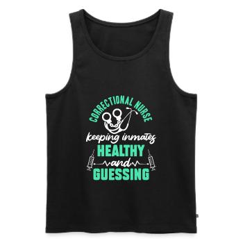 Justizvollzugsschwester Krankenpflege - Männer Premium Bio Tank Top - Schwarz - Vorne - AI Model Male 178 light (178cm)
