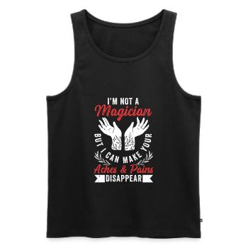 Massothérapeute, thérapeute, massothérapeute agréé - Débardeur bio Premium Homme - noir - Devant - Michal (187cm)