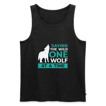 Welttierschutztag Wolf Kunst Wildlife - Männer Premium Bio Tank Top - Schwarz - Vorne - AI Model Male 178 light (178cm)
