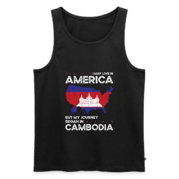 Né: Cambodgien, Cambodgien, Américain, États-Unis - Débardeur bio Premium Homme - noir - Devant - AI Model Male 178 light (178cm)