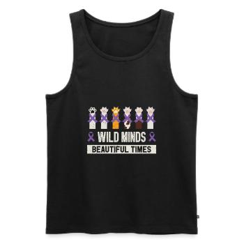 Sensibilisation à la maladie d’Alzheimer Pet Purple Ribbon Pattes - Débardeur bio Premium Homme - noir - Devant - Michal (187cm)
