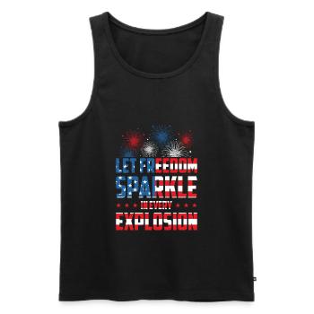 USA Independence Patriotic American Flag Fireworks - Men's Premium Organic Tank Top - black - Front - Michal (187cm)