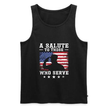 USA Independence Military Heroes Soldier Freedom - Men's Premium Organic Tank Top - black - Front - Michal (187cm)