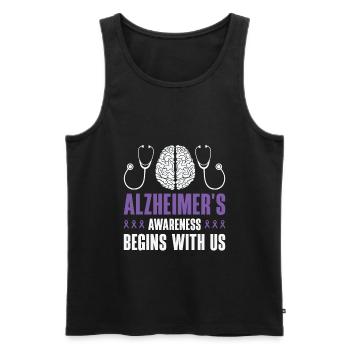 Alzheimer's Awareness Brain Doctors Health - Men's Premium Organic Tank Top - black - Front - Michal (187cm)