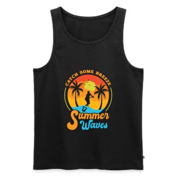 Frisbee Tropical Summer Vacation Flying Disc Sport - Men's Premium Organic Tank Top - black - Front - Michal (187cm)
