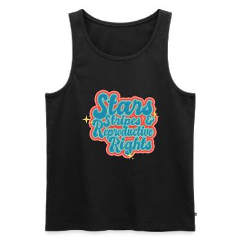 Star stripes and reproduction rights - Men's Premium Organic Tank Top - black - Front - AI Model Male 178 light (178cm)
