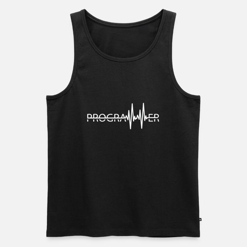 Programmierer Heartbeat Programmierung Coder - Männer Premium Bio Tank Top - Schwarz