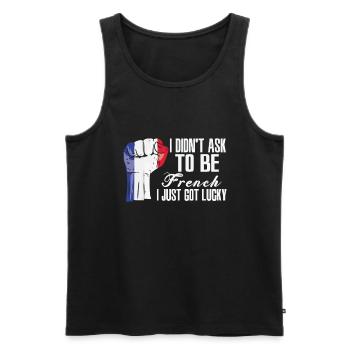 Fierté française Drapeau français cultivé - Débardeur bio Premium Homme - noir - Devant - Michal (187cm)