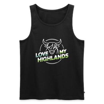 Meine Highlands Rinder ich liebe Highlands - Männer Premium Bio Tank Top - Schwarz - Vorne - AI Model Male 178 light (178cm)