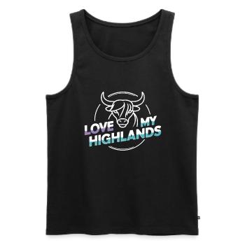 Meine Highlands Rinder ich liebe Highlands - Männer Premium Bio Tank Top - Schwarz - Vorne - AI Model Male 178 light (178cm)