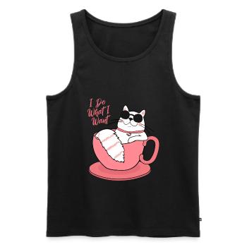 I Do What I Want Funny Cat - Men's Premium Organic Tank Top - black - Front - Michal (187cm)