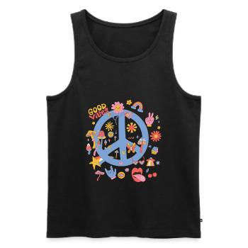 Retro Boho Peace Sign - Men's Premium Organic Tank Top - black - Front - AI Model Male 178 light (178cm)