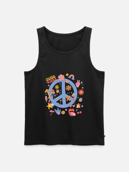 Retro Boho Peace Sign - Men's Premium Organic Tank Top - black