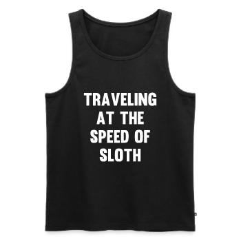 Reisen mit der Geschwindigkeit des Faultiers - Männer Premium Bio Tank Top - Schwarz - Vorne - Michal (187cm)