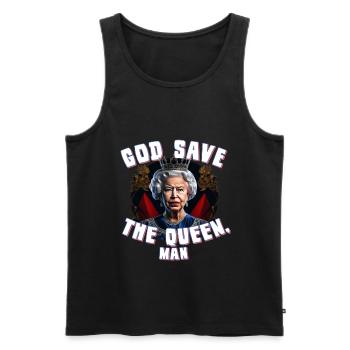 God Save the Queen Man - Débardeur bio Premium Homme - noir - Devant - Michal (187cm)