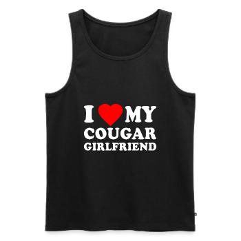 J’aime ma petite amie Cougar - Débardeur bio Premium Homme - noir - Devant - AI Model Male 178 light (178cm)