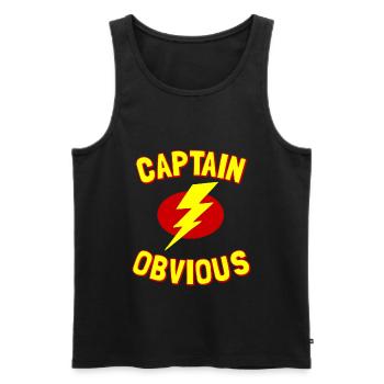 Kapitän Offensichtlich - Männer Premium Bio Tank Top - Schwarz - Vorne - AI Model Male 178 light (178cm)
