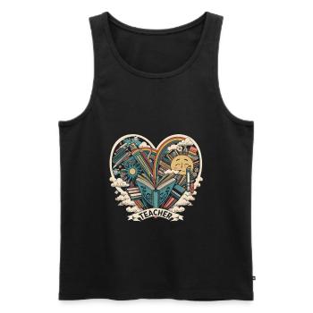 Retro Teacher Love Appreciation Back to School - Men's Premium Organic Tank Top - black - Front - Michal (187cm)